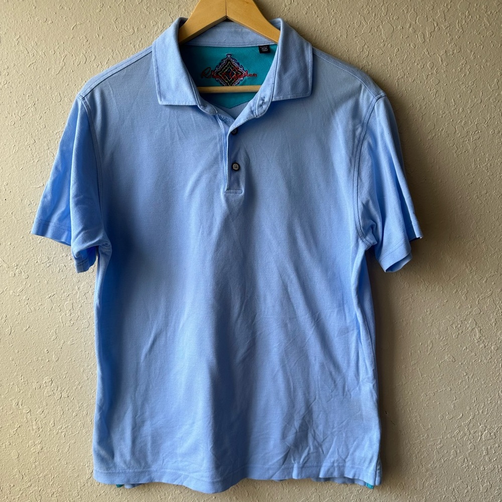 Robert Graham Blue Polo Shirt Soft Texture